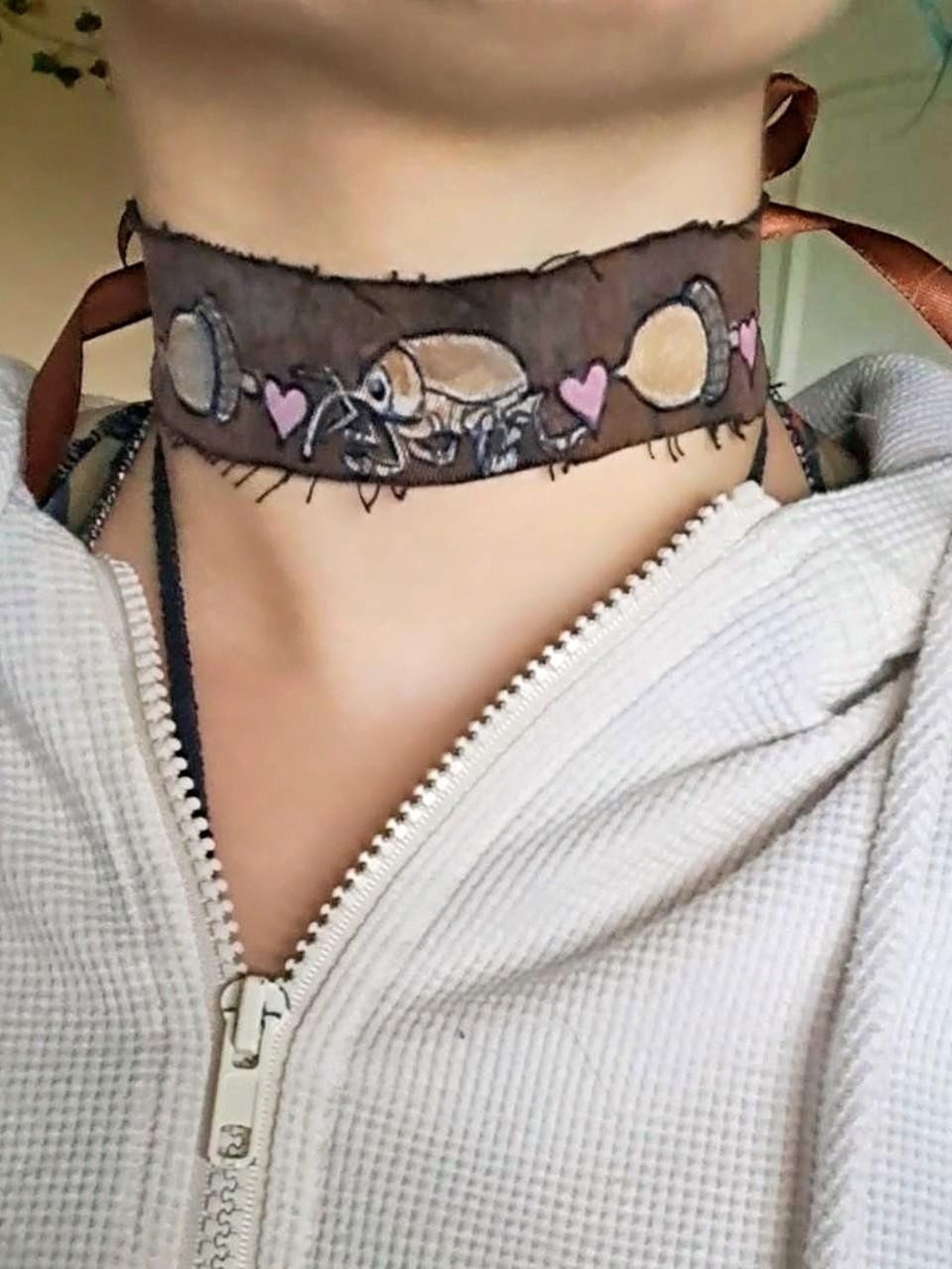 "Weevil Wednesday" Handmade Denim Ribbon Choker